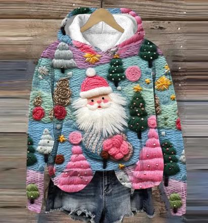 Vintage Santa Hoodie mit Druck