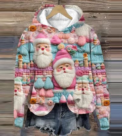 Vintage Santa Hoodie mit Druck