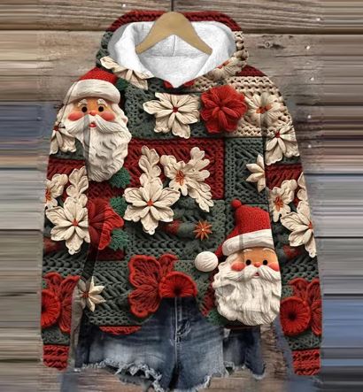 Vintage Santa Hoodie mit Druck