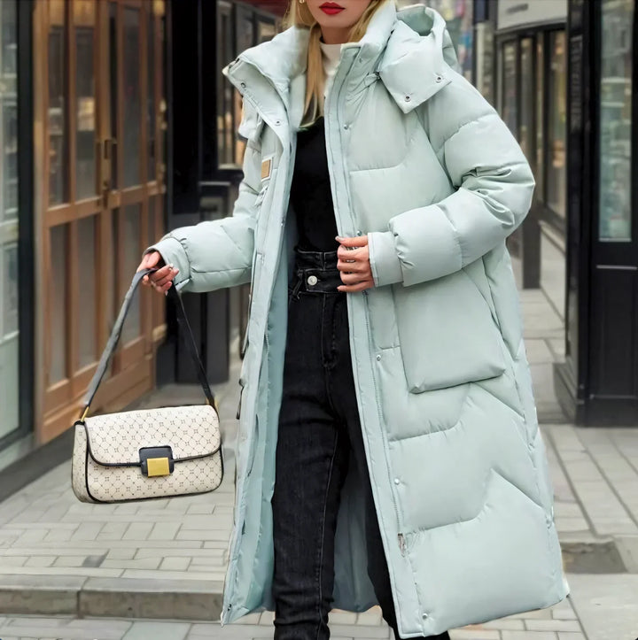 Damen - Lange Puffer-Jacke - Leichtes, Warmes Material - Stilvoller Winterlook für jede Gelegenheit