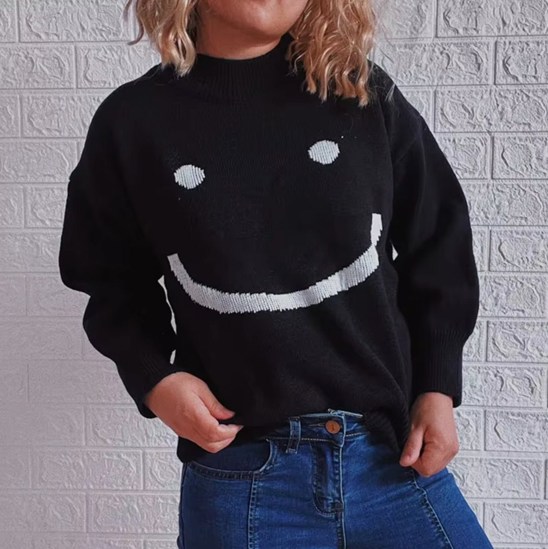 Strickpullover mit Smiley-Gesicht