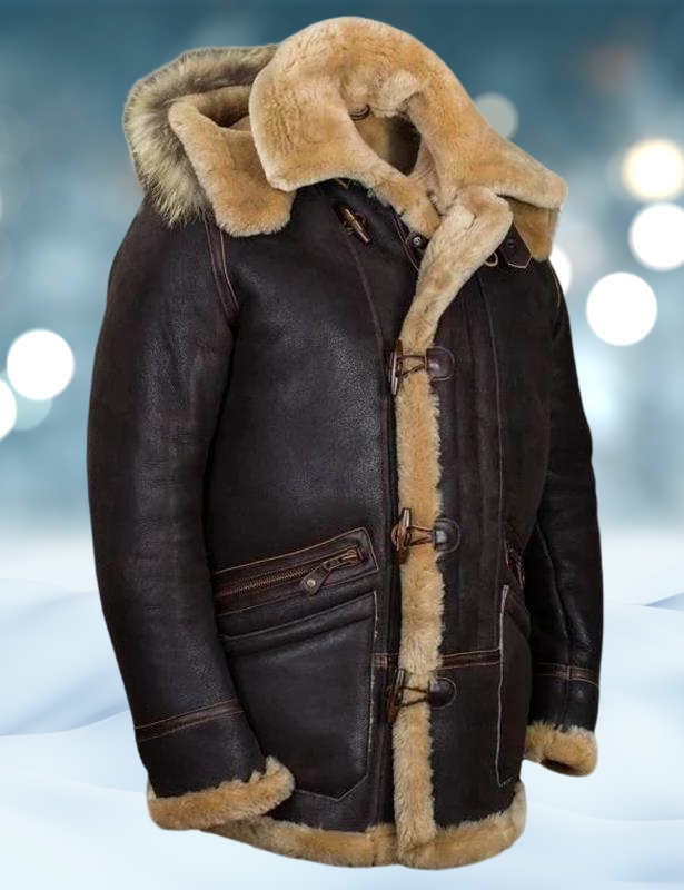 Warme Leder-Pelzjacke