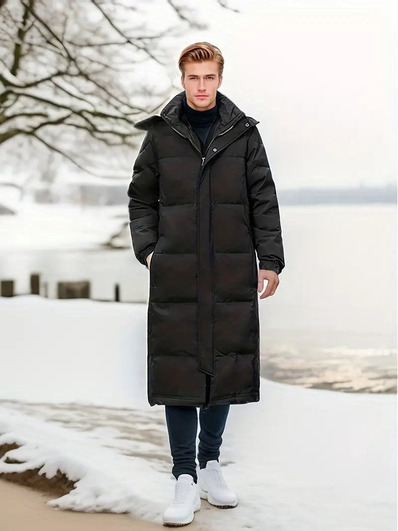 Warme lange gesteppte Winterjacke für Männer