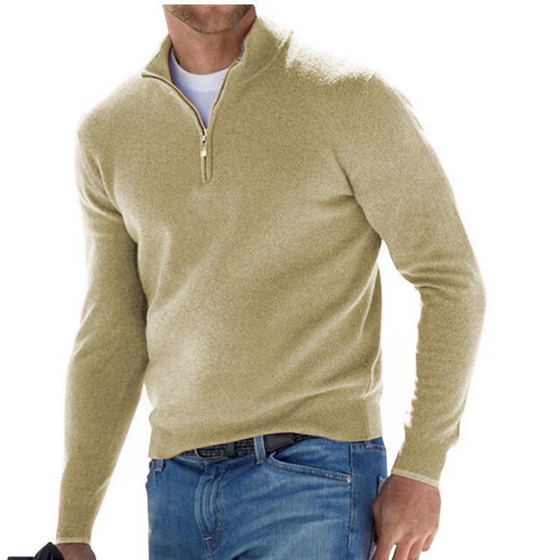 Exquisiter Herrenpullover mit Dreiviertel-Reißverschluss