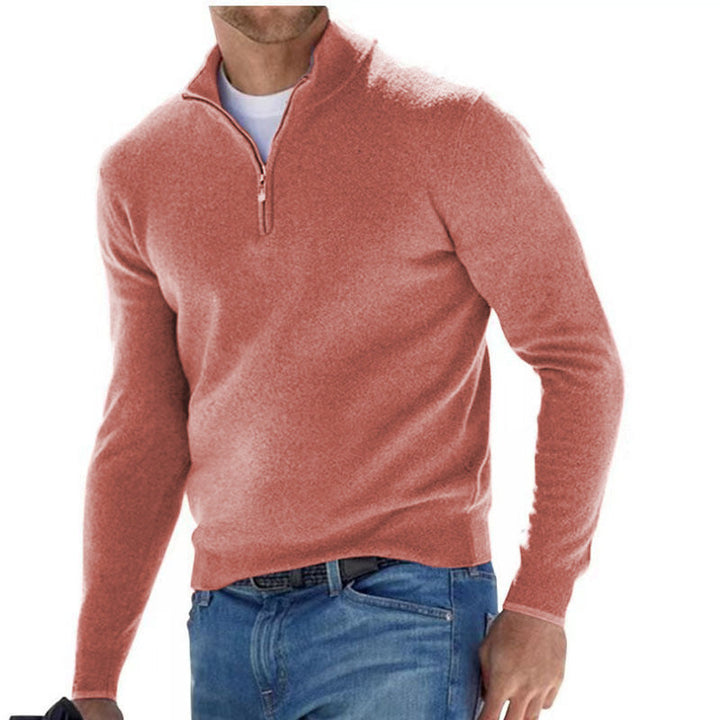 Exquisiter Herrenpullover mit Dreiviertel-Reißverschluss