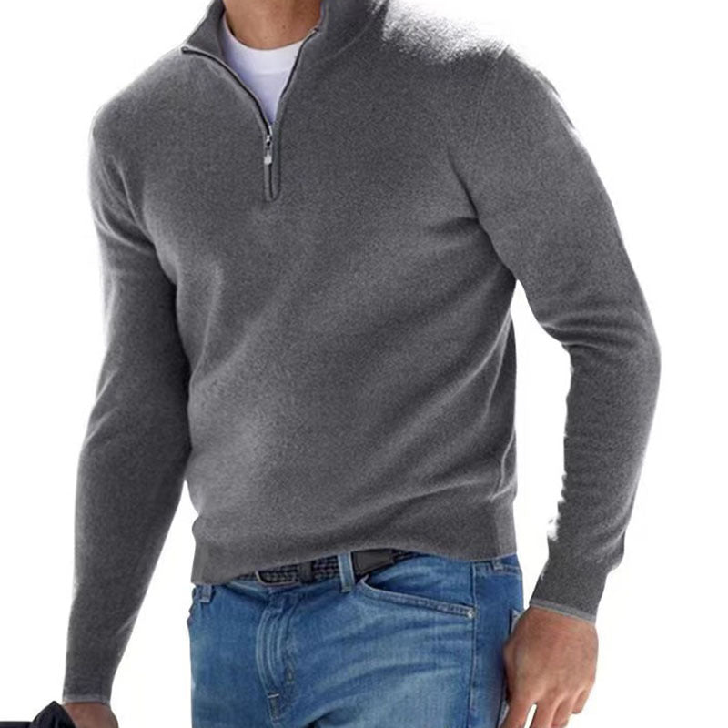 Exquisiter Herrenpullover mit Dreiviertel-Reißverschluss