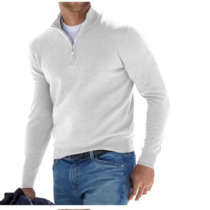 Exquisiter Herrenpullover mit Dreiviertel-Reißverschluss