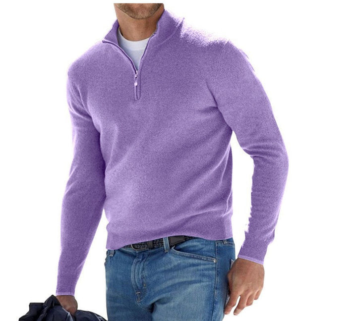 Exquisiter Herrenpullover mit Dreiviertel-Reißverschluss