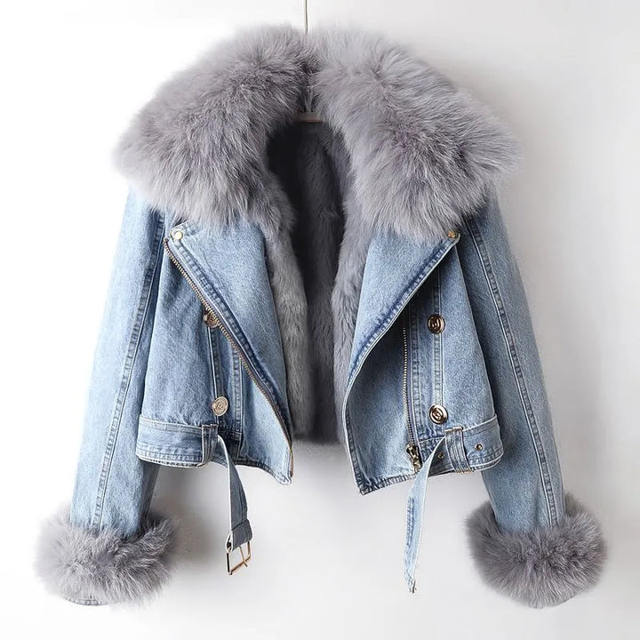 Elegance Denim & Pelz Jacke