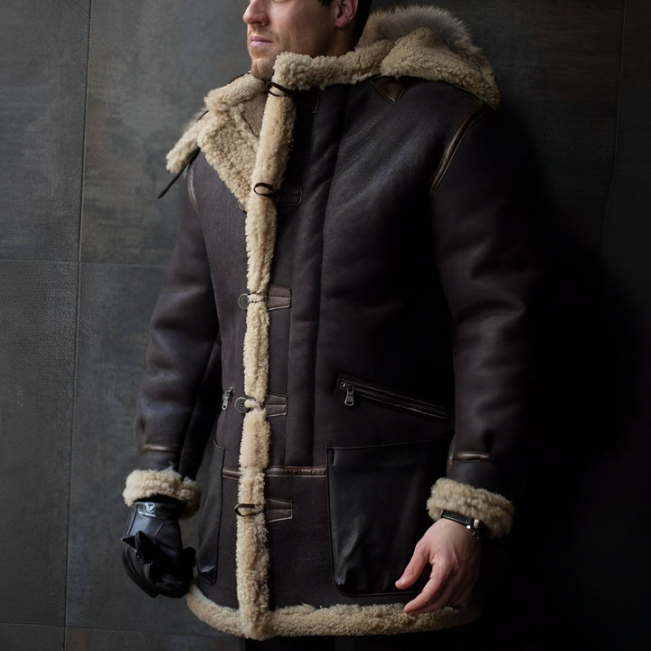 Warme Leder-Pelzjacke