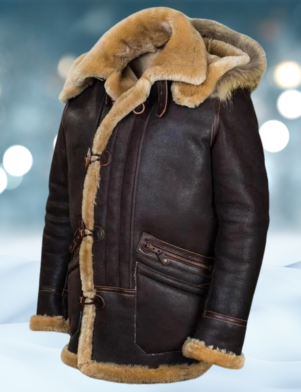 Warme Leder-Pelzjacke