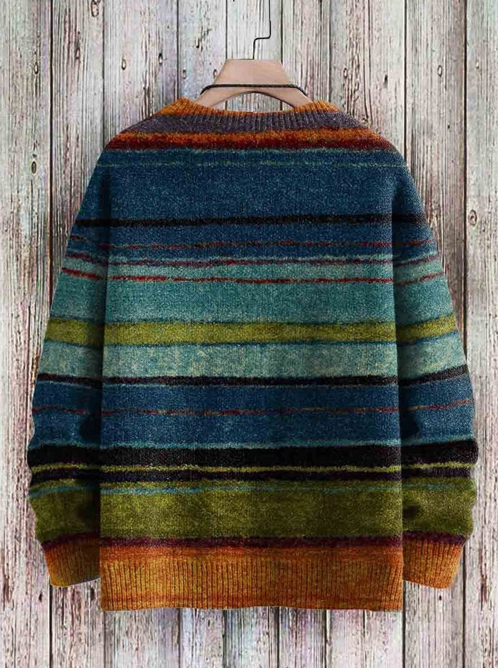 Vintage Streifen Kunstdruck Casual Strickpullover